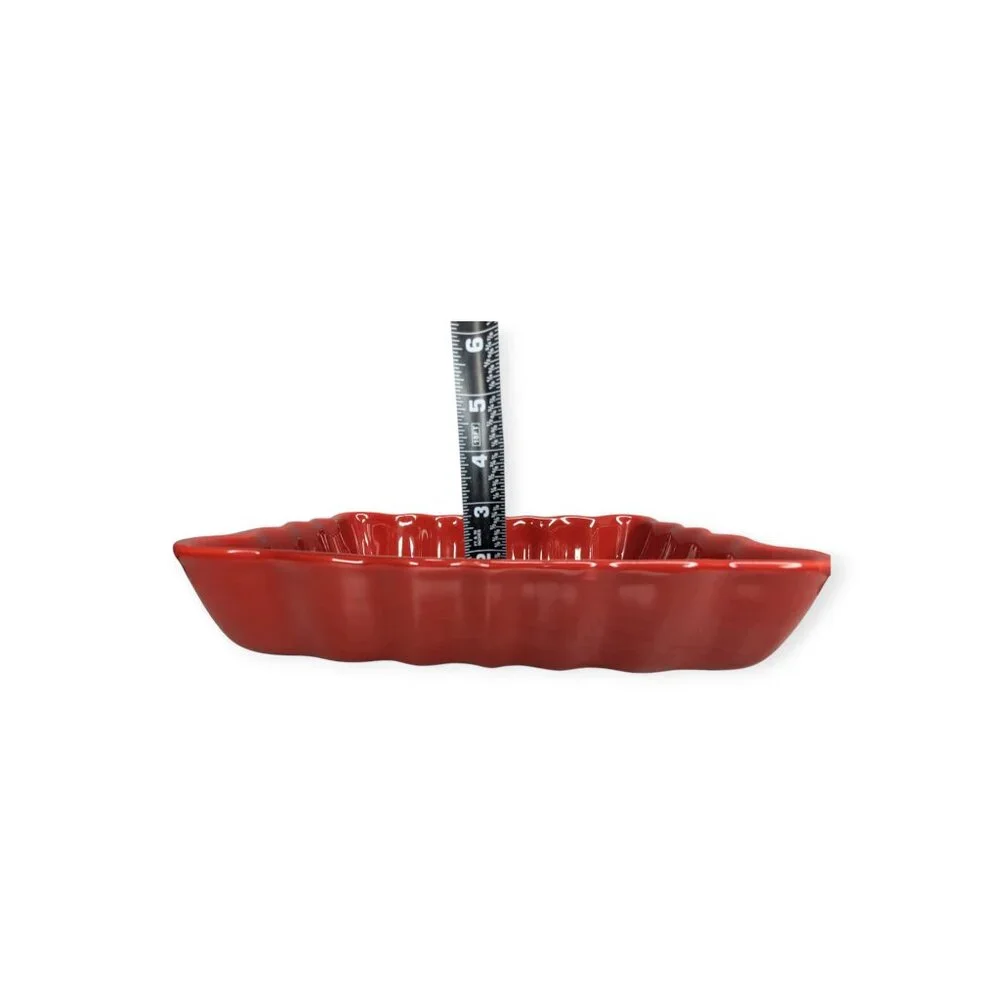 Red Matceramica Wavy Rectangle Ceramic/Stoneware Baker 12